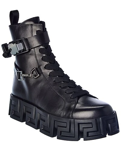 Versace Greca Labyrinth Leather Boot Men