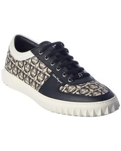 Salvatore Ferragamo Cuby Leather-Trim Sneaker Men