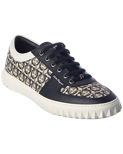 Salvatore Ferragamo Cuby Leather-Trim Sneaker Men