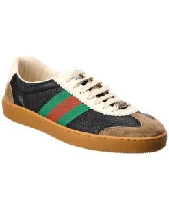 Gucci Web Leather & Suede Sneaker Men