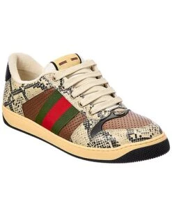 Gucci Screener Python-Embossed Leather Sneaker Men