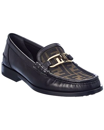 FENDI O'Lock FF Canvas & Leather Loafer Men