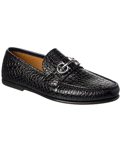 Salvatore Ferragamo Galileo Croc-Embossed Leather Loafer Men