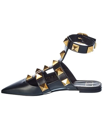 Valentino Roman Stud Leather Ankle Strap Flat Women - Image 2