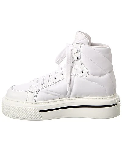 Prada Macro Nylon & Leather High-Top Sneaker Women - Image 2