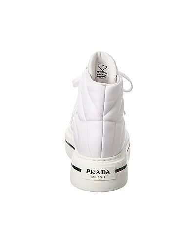 Prada Macro Nylon & Leather High-Top Sneaker Women - Image 3