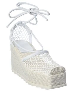 Bottega Veneta Stretch Mesh & Leather Wedge Sandal Women