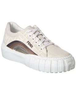 FENDI FF Canvas & Suede Platform Sneaker Women