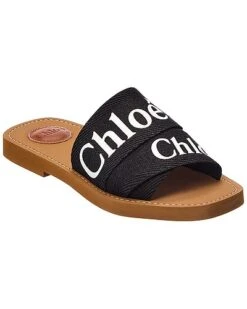 Chloé Woody Logo Canvas Slide Women