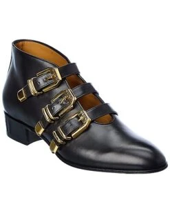 Gucci Triple Buckle Leather Bootie Women