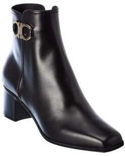 Salvatore Ferragamo Gancini Leather Bootie Women