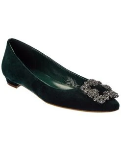 Manolo Blahnik Hangisi Velvet Flat Women