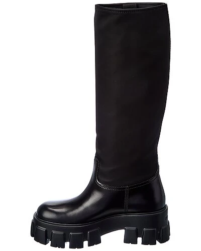 Prada Monolith Nylon & Leather Knee-High Boot Women - Image 2