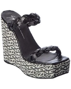 Giuseppe Zanotti Lla 90 Croc-Embossed Leather Wedge Sandal Women