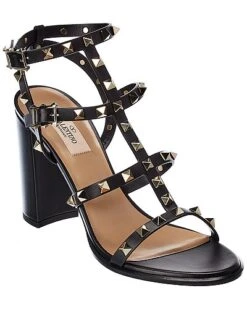 Valentino Rockstud Caged 90 Leather Ankle Strap Sandal Women